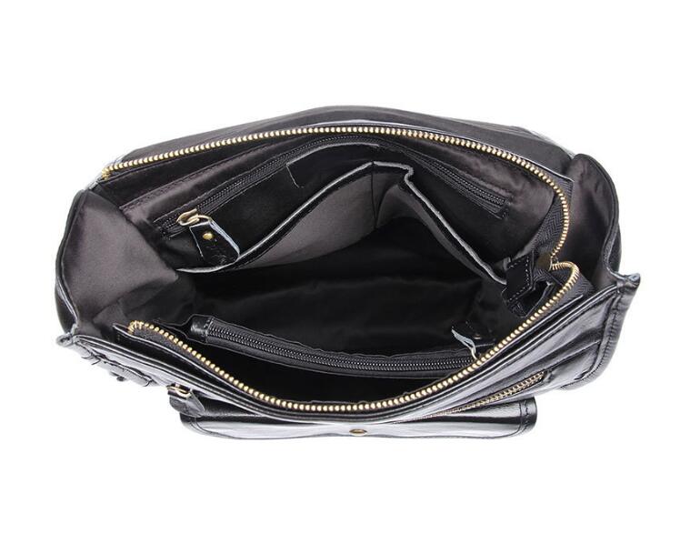 Mens Black Leather Laptop Backpack Bag