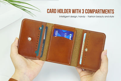 Trifold Leather Wallet Handmade Craft stitching