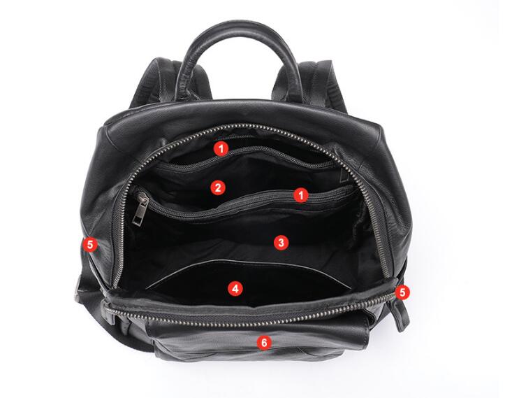 Minimalist Large Black Leather Backpack Purse Bag