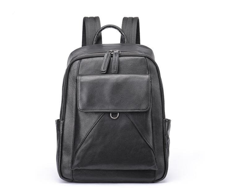 Minimalist Large Black Leather Backpack Purse Bag