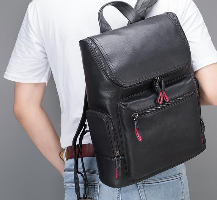 Large Black Leather Backpack Bag