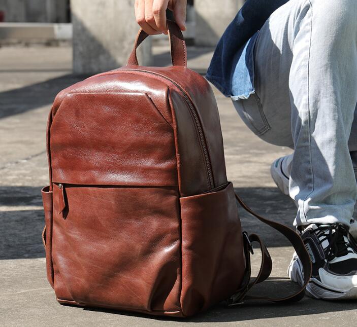 Luxury Coffee Leather Backpack Bag