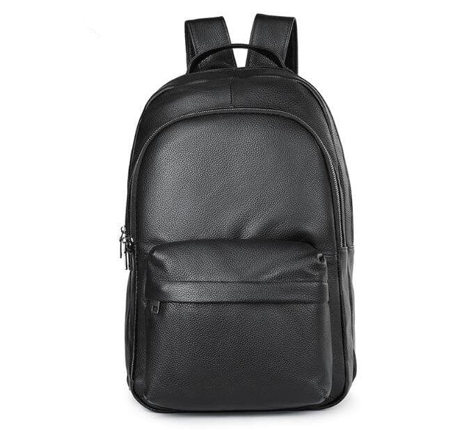 Black Leather Backpack Bag For Laptop
