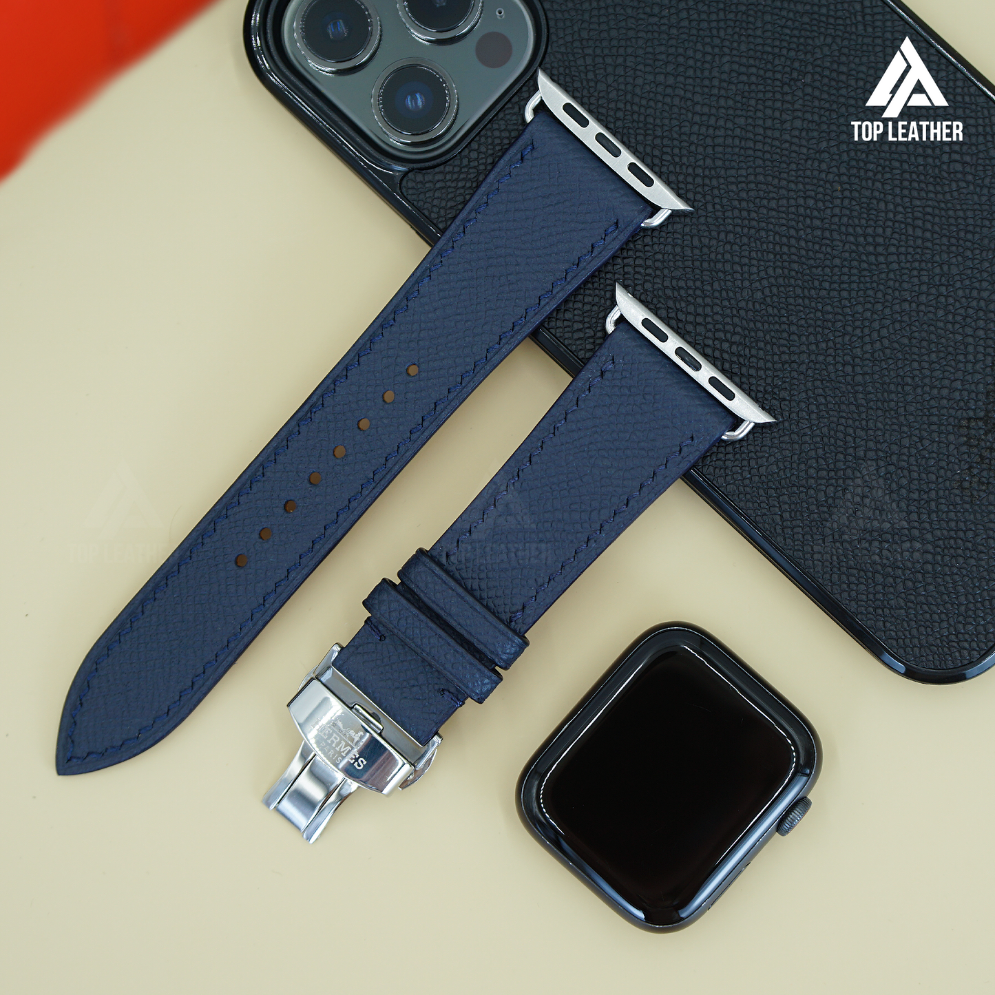 Watch Strap Epsom Leather Watch Band for Smart Watch & Mechanical Watch - Blue Navy EP2201