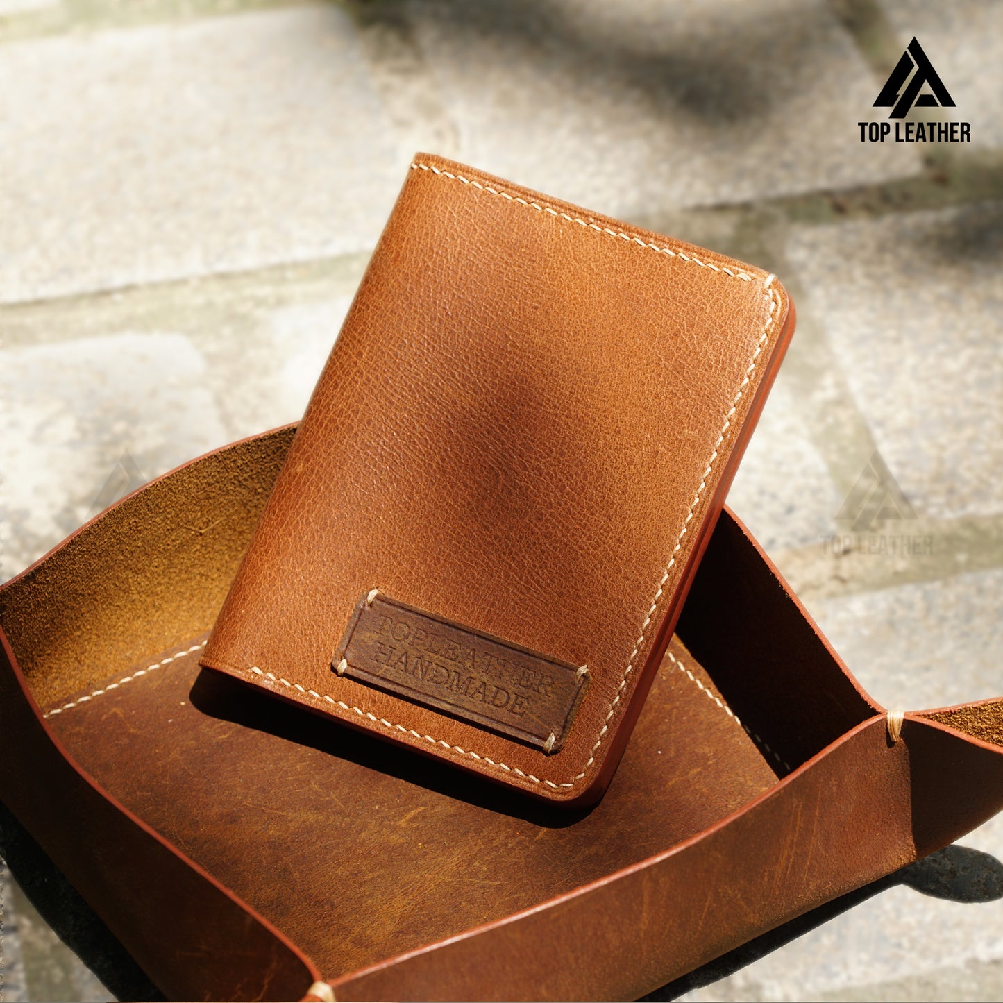 Bifold Wax Leather Wallet Handmade Craft stitching