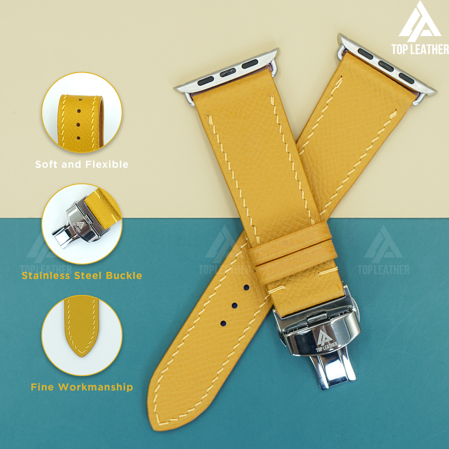 Watch Strap Epsom Leather Watch Bands - Yellow EP2214