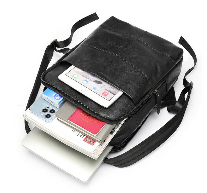 Large Travel Black Leather Backpack Purse Bag