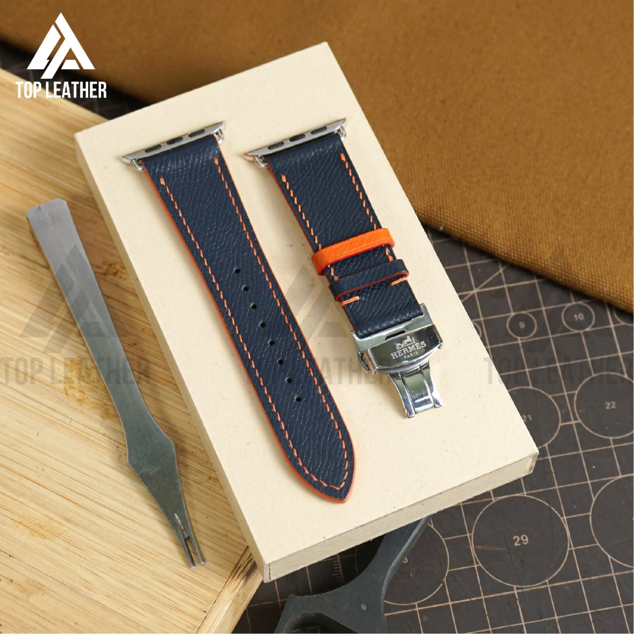 Strap Watch Epsom Leather for Apple Watch Navy Blue EP 01.33