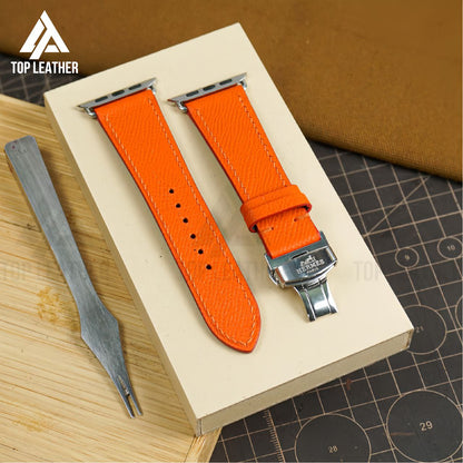 Epsom Leather Apple Watch Bands Series 3 4 5 6 7 8 9 ultra from 38mm to 49mm