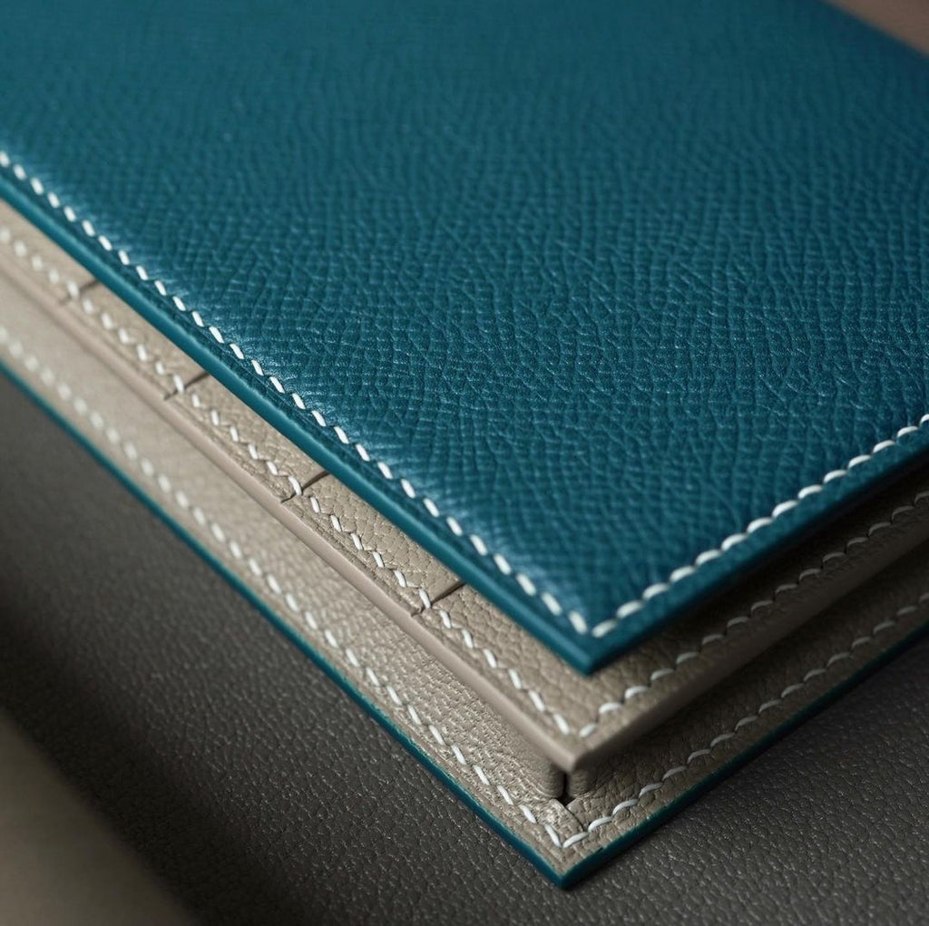 Marine Blue x Light Beige long wallet