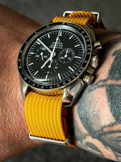 Premium Ribbed Fabric Watch Strap - Mustard Yellow