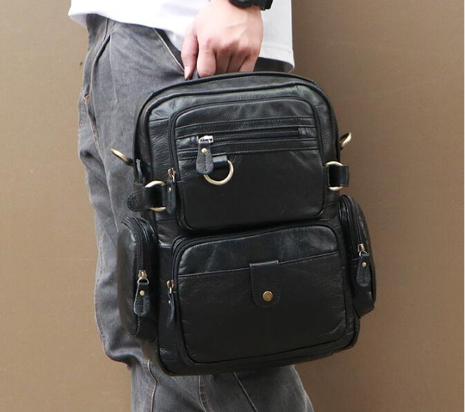 Large Black Leather Backpack Purse Bag