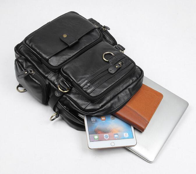 Large Black Leather Backpack Purse Bag