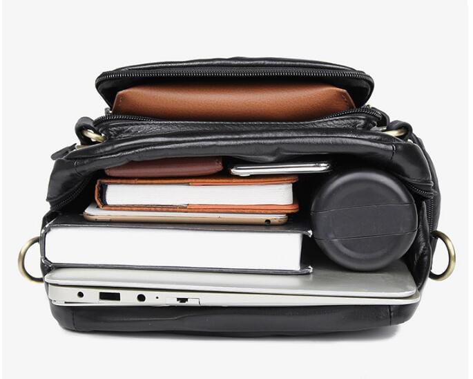 Large Black Leather Backpack Purse Bag