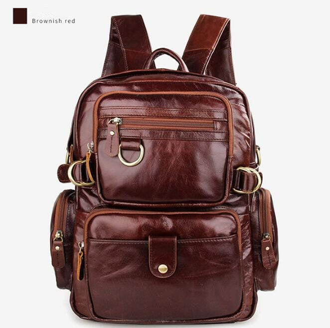 Large Black Leather Backpack Purse Bag