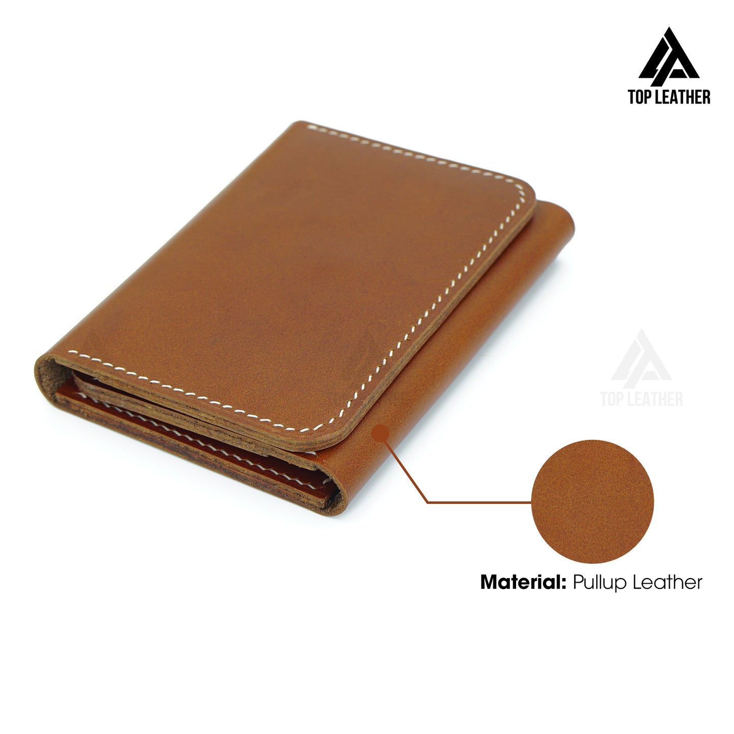 Trifold Leather Wallet Handmade Craft stitching