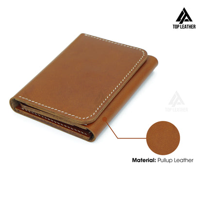 Trifold Leather Wallet Handmade Craft stitching