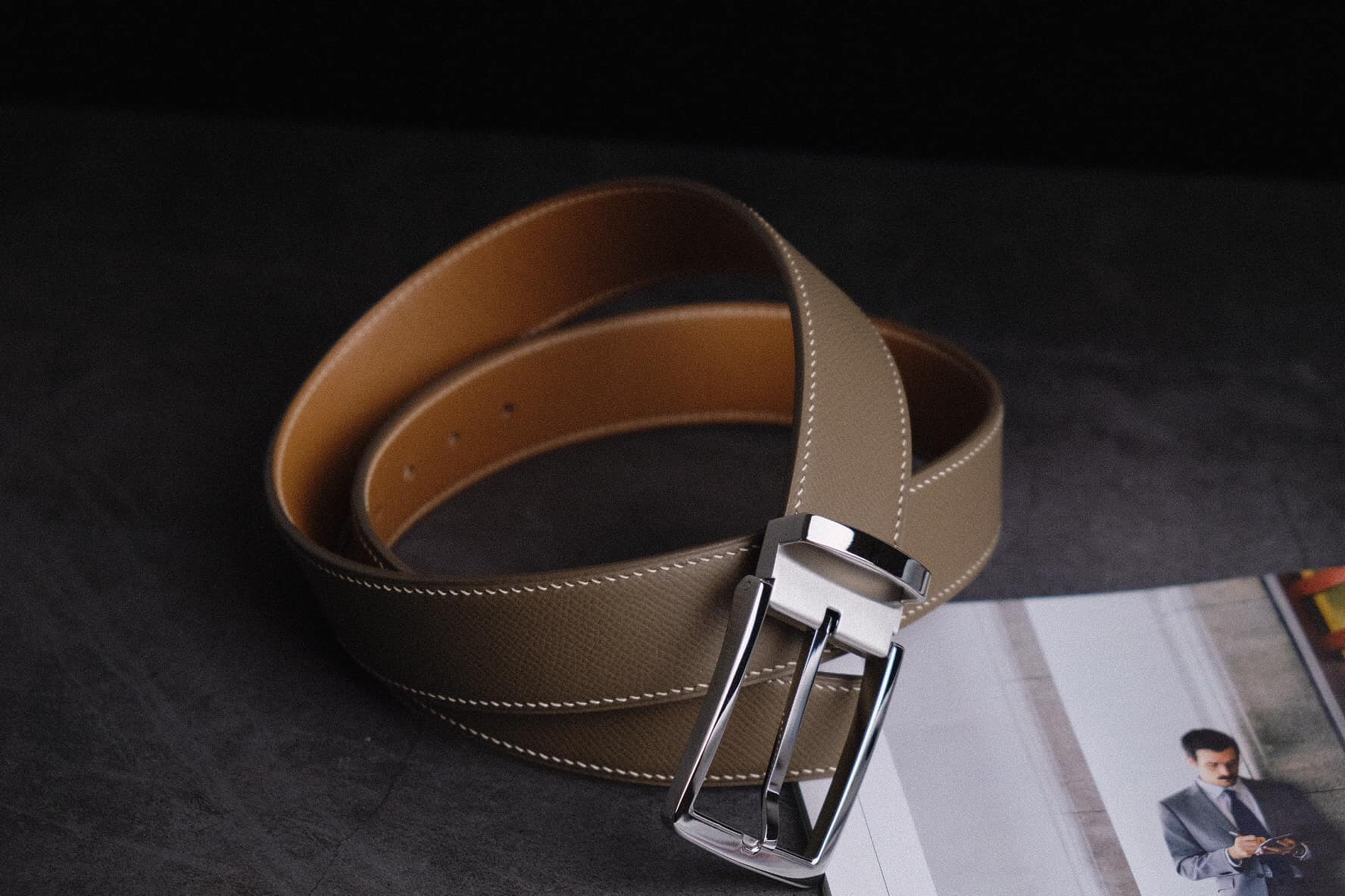 Epsom Leather Belt Handmade With basic buckle steel
