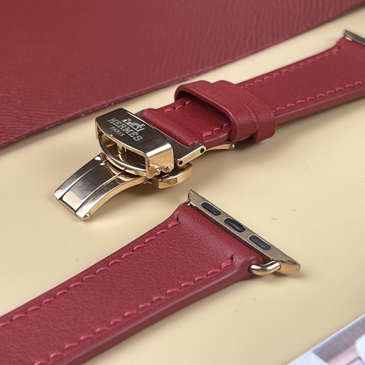 Watch Strap Swift Leather for Apple Watch, Mechanical Watch - Wine Red SW2210