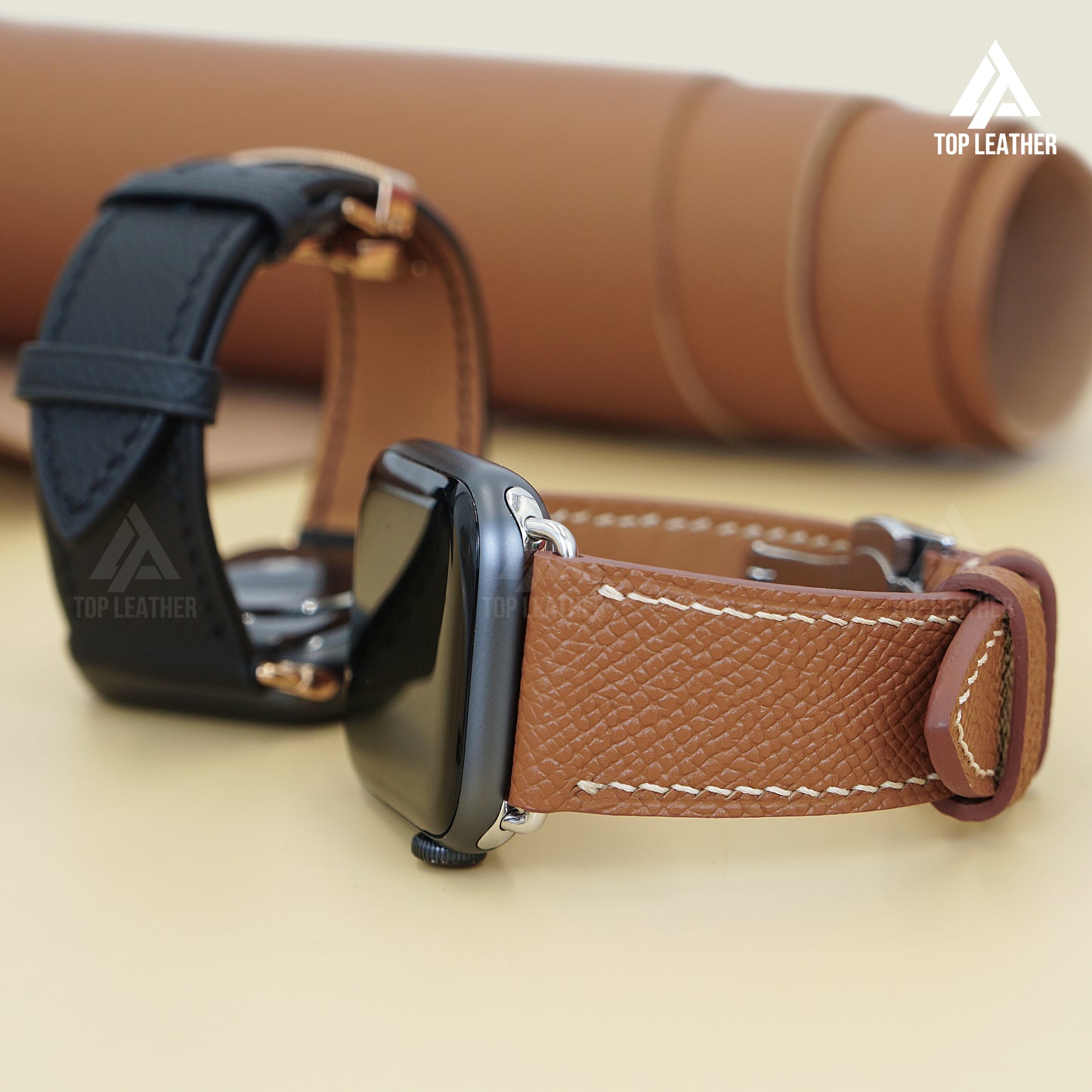 Strap Watch Epsom Leather for Apple Watch, Mechanical Watch - Brown Gold EP2209