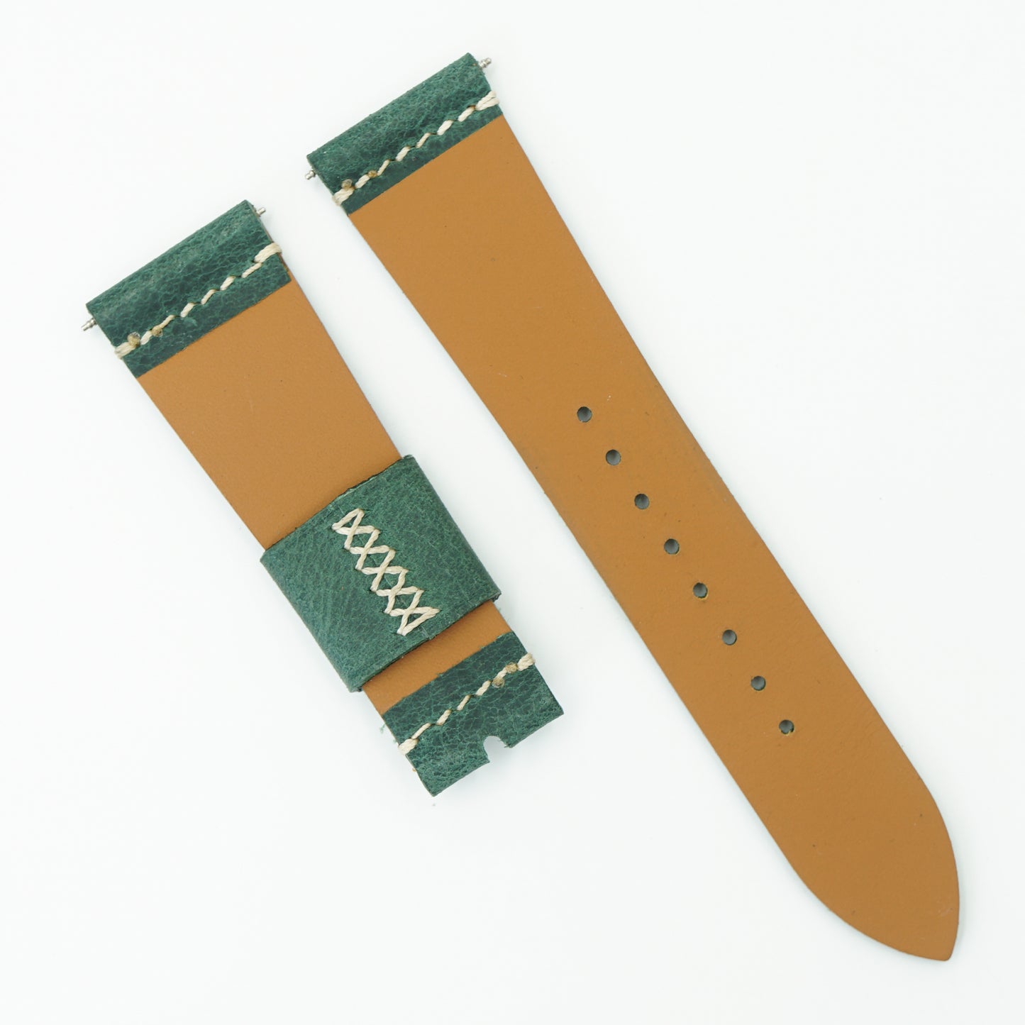 Waxed Leather Watch Strap - Moss Green