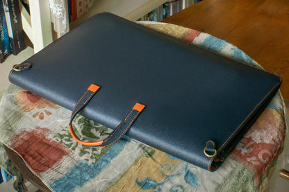 Epsom Navy Leather macbook bag