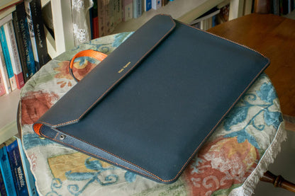 Epsom Navy Leather macbook bag