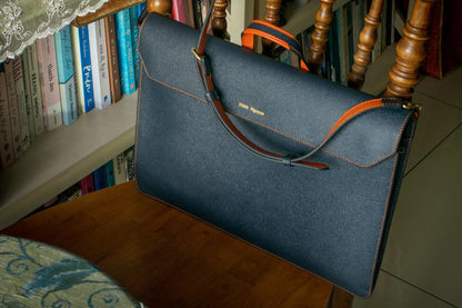 Epsom Navy Leather macbook bag