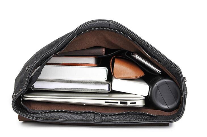 Fashion Business Black Leather Backpack Bag