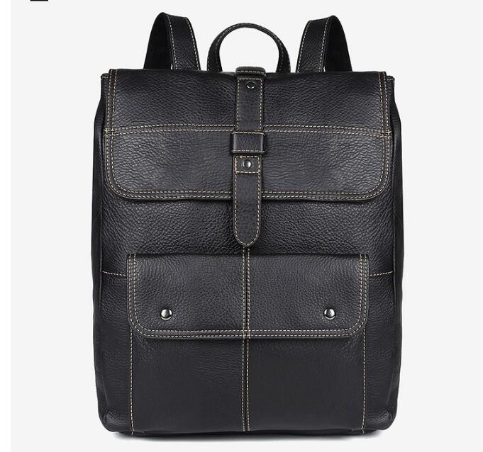 Fashion Business Black Leather Backpack Bag