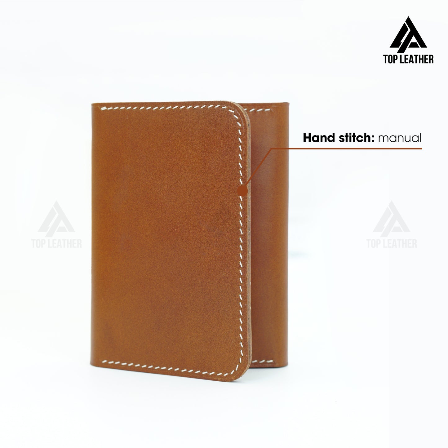 Trifold Leather Wallet Handmade Craft stitching