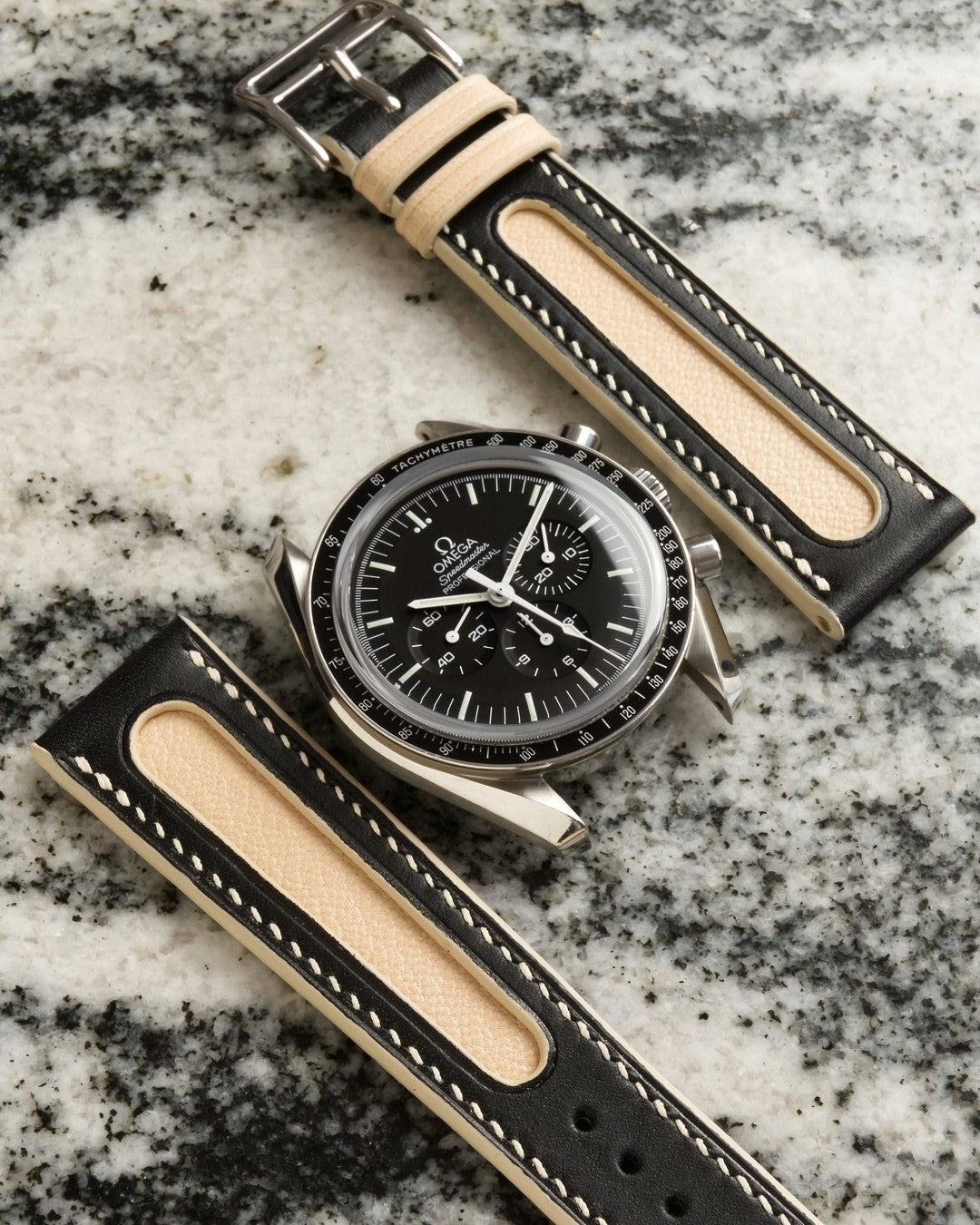 Classic Twin-Tone Elegance Leather Watch Strap