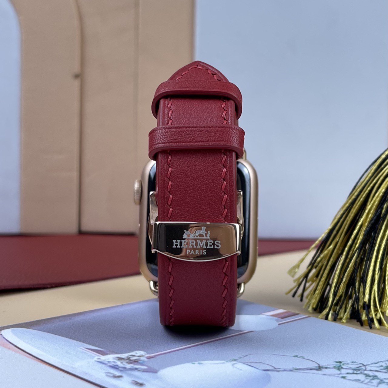 Watch Strap Swift Leather for Apple Watch, Mechanical Watch - Wine Red SW2210