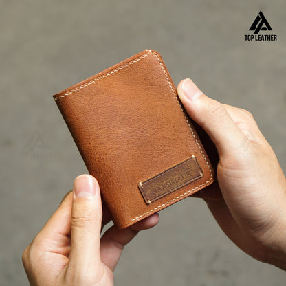 Bifold Wax Leather Wallet Handmade Craft stitching