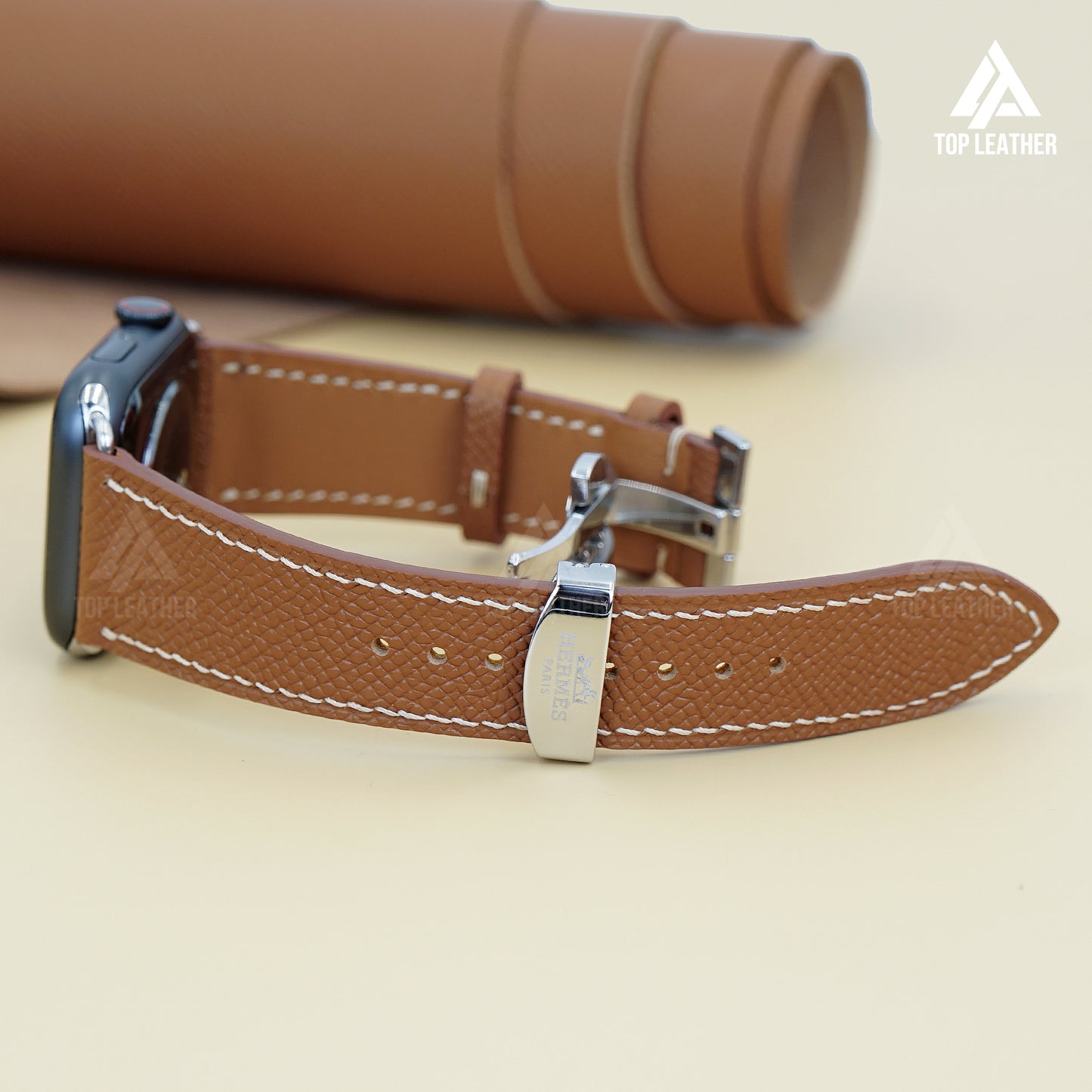 Strap Watch Epsom Leather for Apple Watch, Mechanical Watch - Brown Gold EP2209