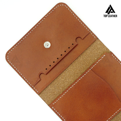 Trifold Leather Wallet Handmade Craft stitching