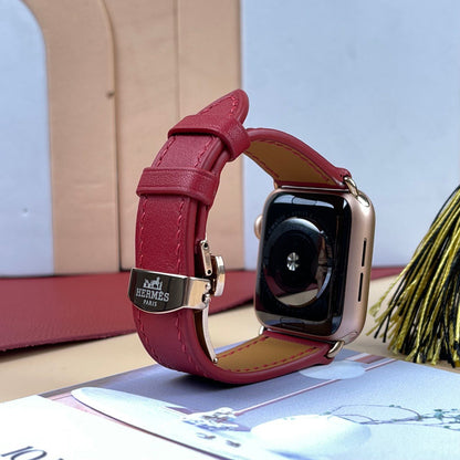 Watch Strap Swift Leather for Apple Watch, Mechanical Watch - Wine Red SW2210