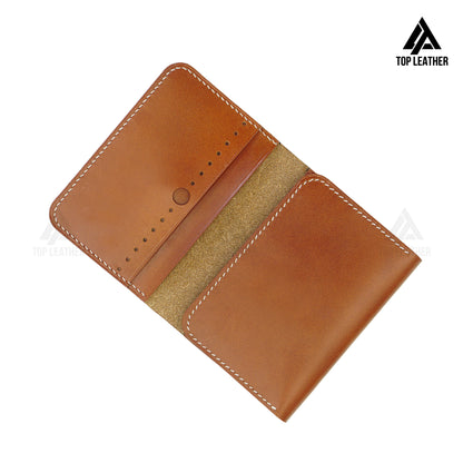 Trifold Leather Wallet Handmade Craft stitching