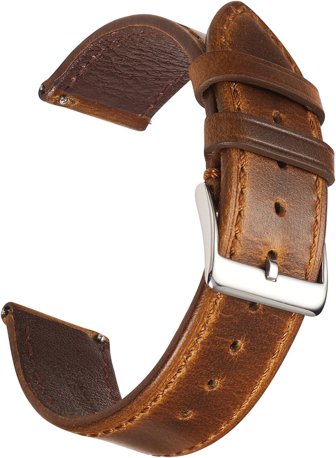 Leather Watch Band, Italian Crazy Horse/Oil-Waxed/Vegetable-Tanned Leather, Quick Release Watch Strap for Men and Women, Band Width 18mm20mm22mm