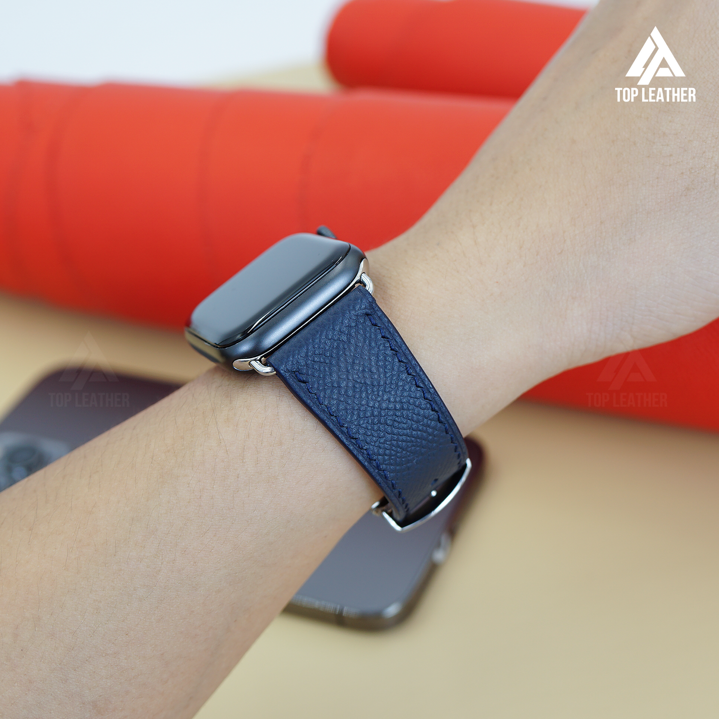 Watch Strap Epsom Leather Watch Band for Smart Watch & Mechanical Watch - Blue Navy EP2201