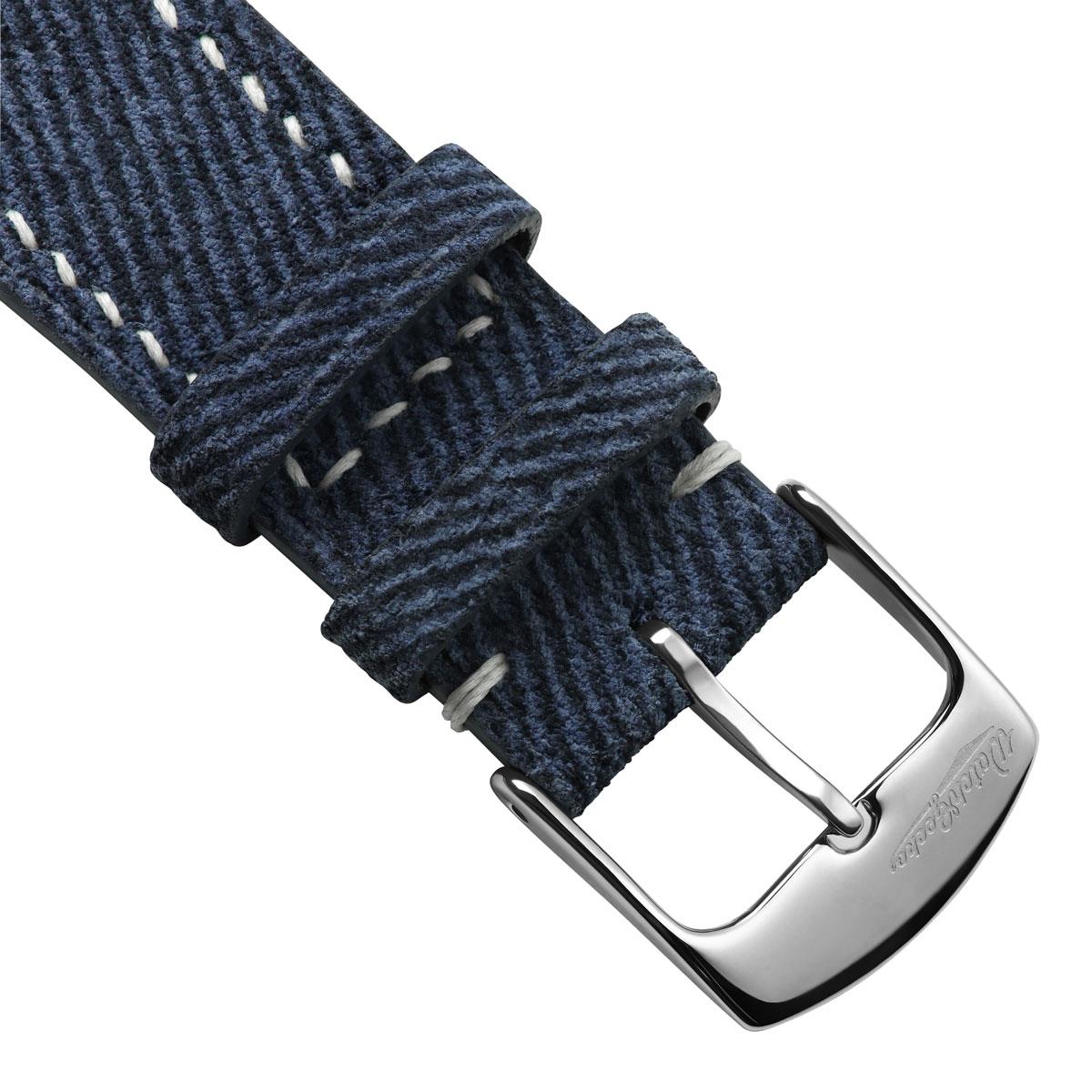 Arbour Hand-Stitched Denim and Genuine Leather Watch Strap - Elegant Navy Blue Style