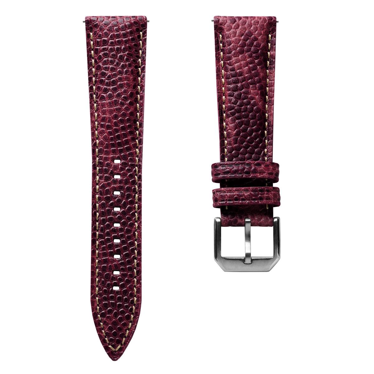 Adassa-Gel padded Lederarmband für Uhren - Kaviar-Oxblood-Rot