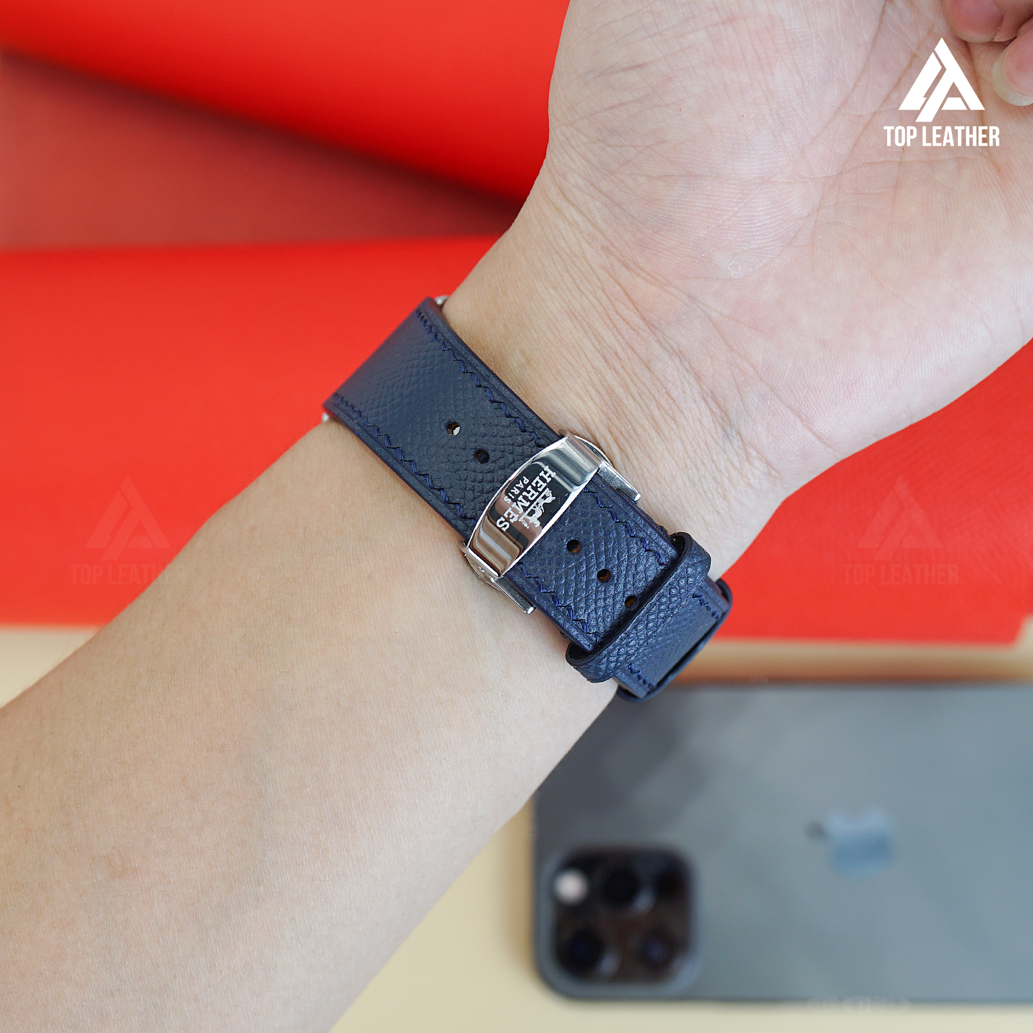 Watch Strap Epsom Leather Watch Band for Smart Watch & Mechanical Watch - Blue Navy EP2201