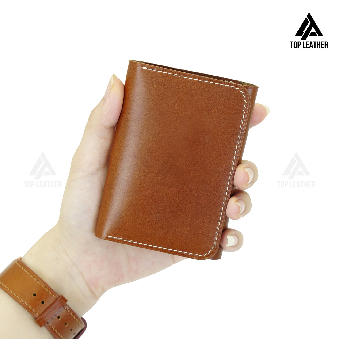 Trifold Leather Wallet Handmade Craft stitching