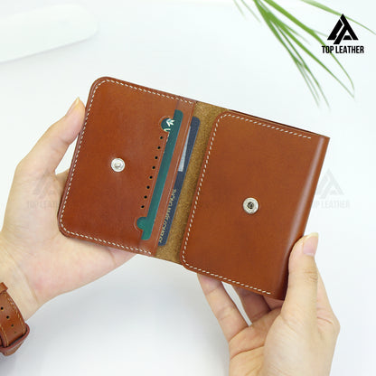 Trifold Leather Wallet Handmade Craft stitching