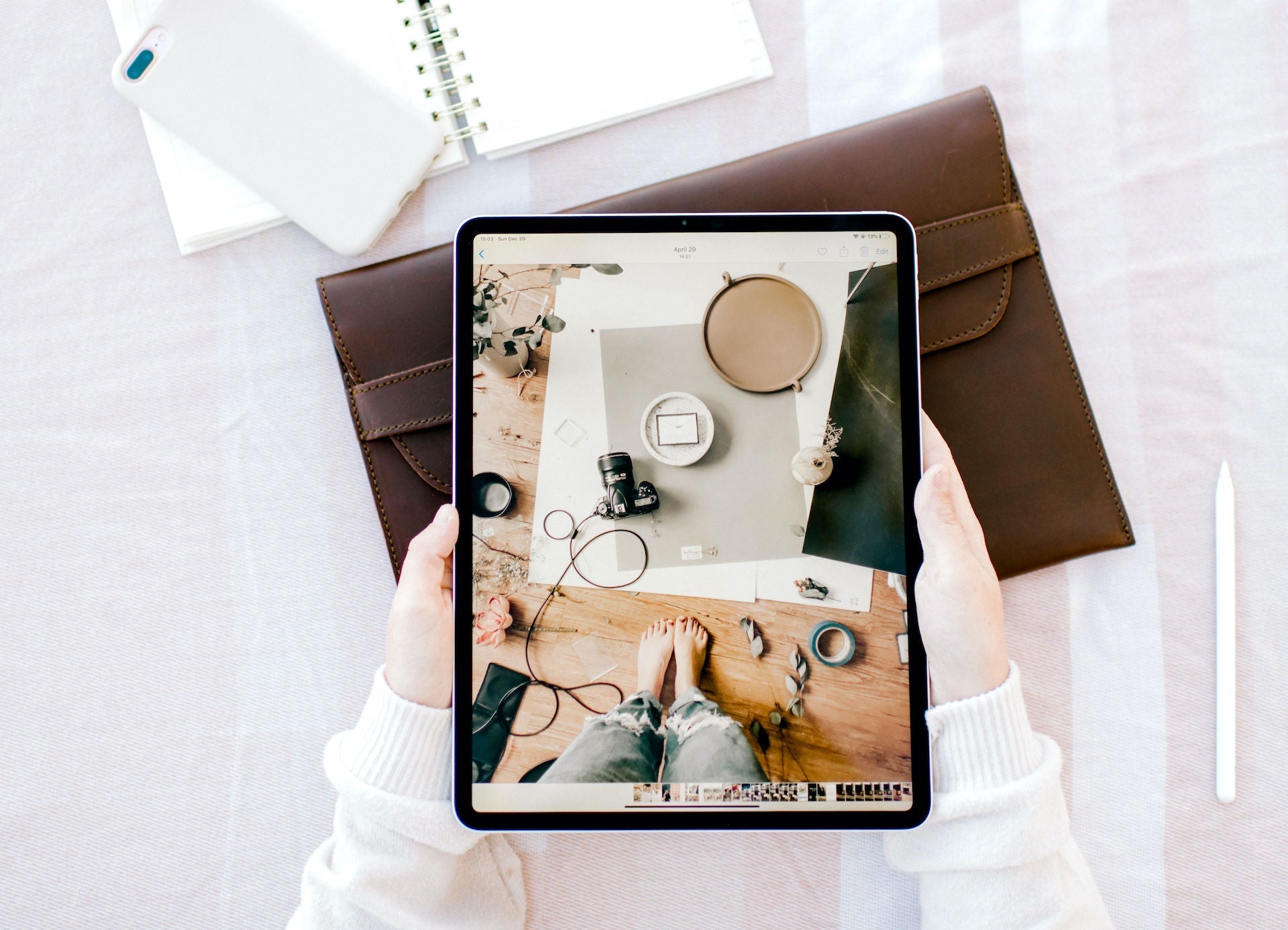 Leather iPad Pro Envelope Case - Midnight