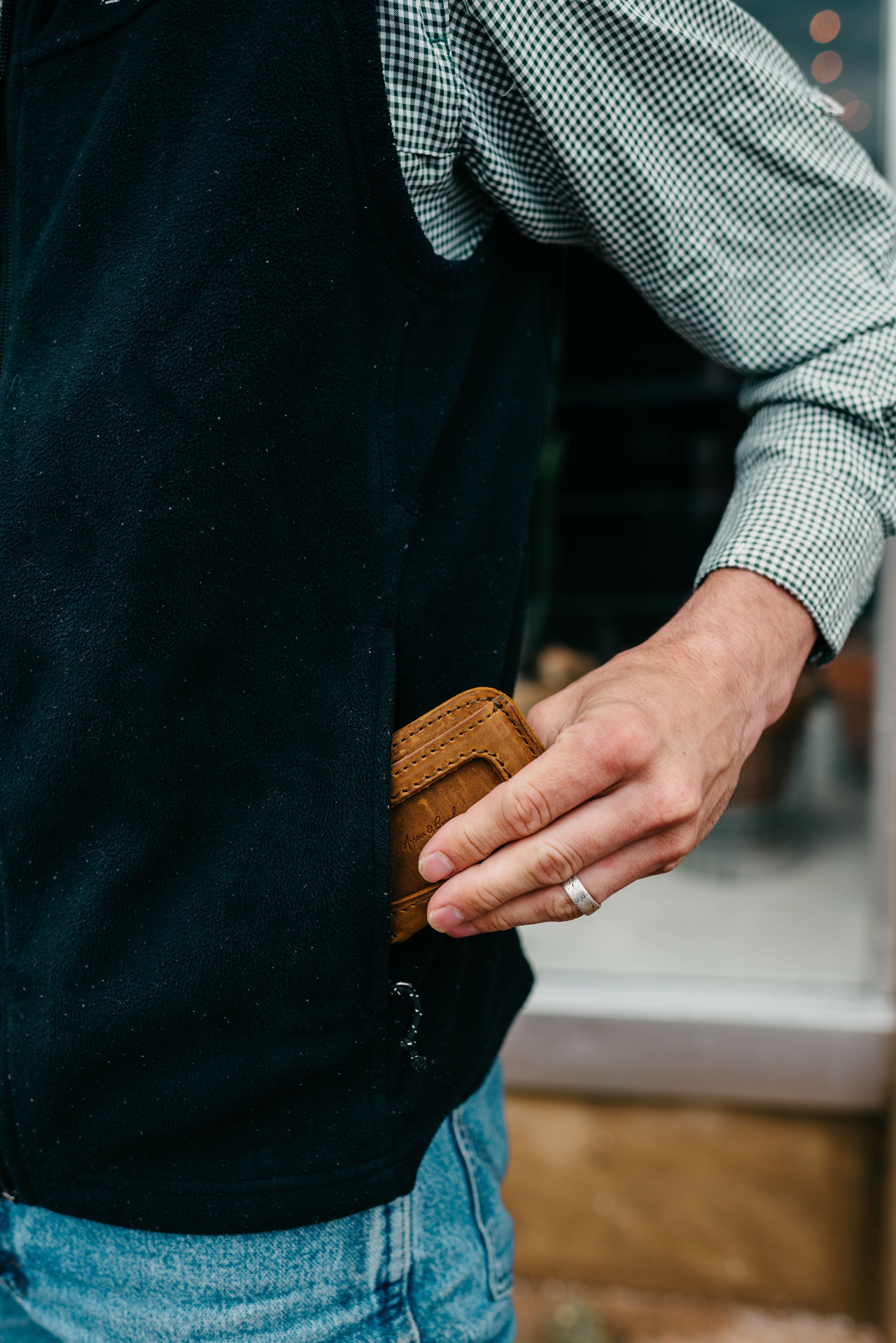 Leather Simple ID Wallet - Tobacco