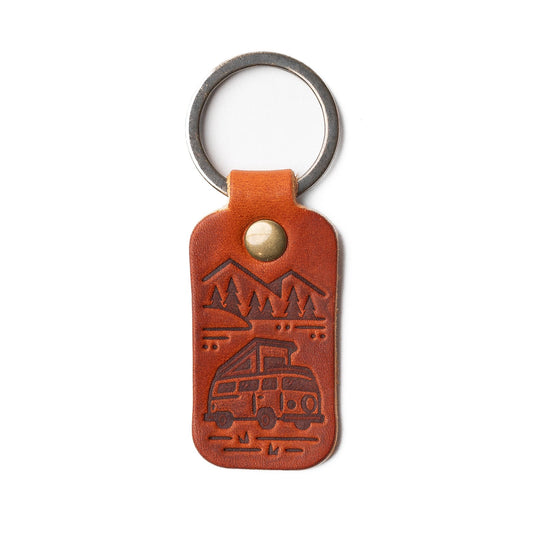 Leather Camper Van Keyfob - English Tan