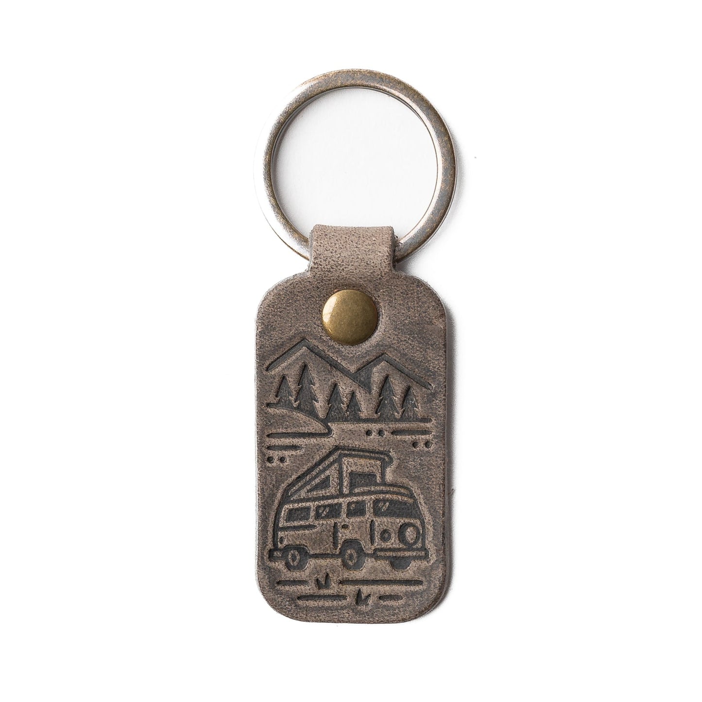 Leather Camper Van Keyfob - Slate