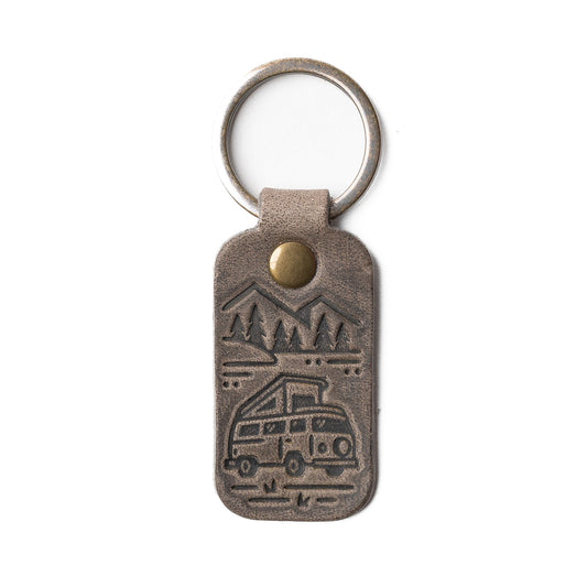 Leather Camper Van Keyfob - Slate